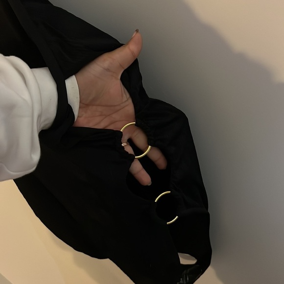 Black Ribbed Bathing Suit with Gild Grommet Detail - Picture 4 of 8